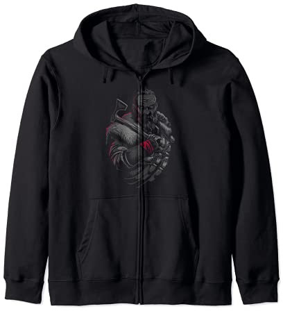 Viking Warrior With Axe - Norse Mythology Zip Hoodie