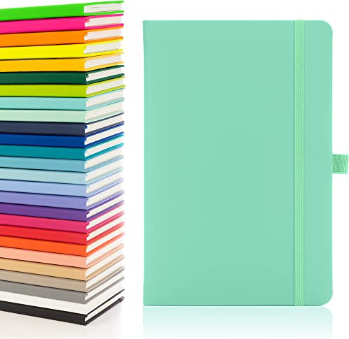 Notes London Eco A5 Notizbuch mit linierten Seiten, Stiftschlaufe, Band, Datumsmarkierungen und Papiertasche, Notizbuch, nachhaltig angebautes Papier (Pastel Aqua Marine)