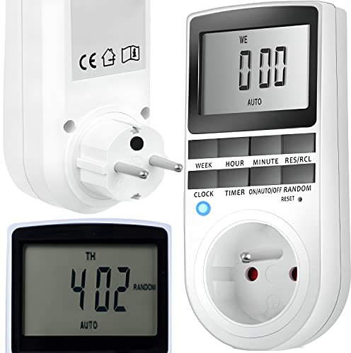 Retoo Prise Programmable Numérique et programmateur Prise Electrique à Cycle Alternatif et répétitif Prise Minuteur Compte à rebours, Minuterie numérique pour Lampes, Machines à café
