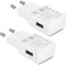 2 Pack Ysevnotan Adaptive Chargeur Rapide Portable Compatible avec Samsung Galaxy S8, S9, S10, S20, S20 Puls, S21 FE, S7, S7 Edge, S6, Note10, Note9, Note8, J6, J5, Chargeur Tablette Blanc