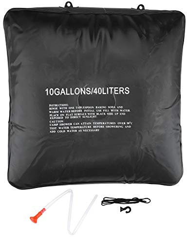 Akozon Cikonielf Bolsa de ducha al aire libre de 40 litros Energía solar portátil Campamento calentado Agua de PVC para viajes Senderismo Entrada grande Camping Accesorios de escalada