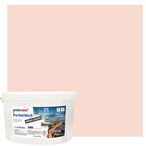 Preismaxx Perfektweiß urban colors, bunte Wandfarbe, rosa, rose 2,5L, Innenfarbe, hohe Deckkraft Klasse 2, matt