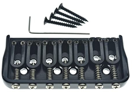 KAISH Steg für E-Gitarre, 7 Saiten, fester Steg für Strat/Tele-Gitarren, Schwarz