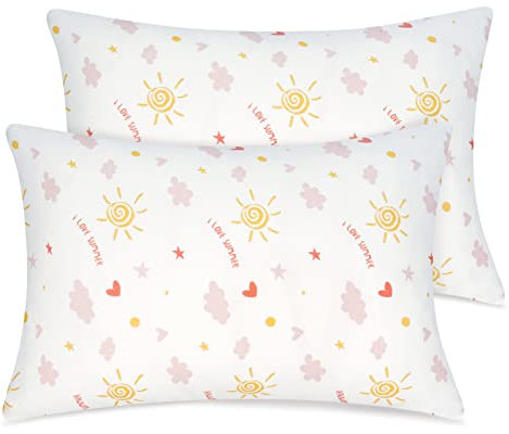 Fittia Kuscheliger Gestrickter Kissenbezug Kinder 40x60 Baby Kopfkissenbezug Kleinkind Kissenhülle aus Bio Baumwolle für Kinderwagen, 2er-Pack mit Wolken Gemustert 40x60cm