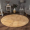Paco Home Teppich Wohnzimmer Kunstfell weich waschbar modern elegant pflegeleicht Felloptik Uni Seidenglanz flauschig Kurzflor, Grösse:Ø 100 cm Rund, Farbe:Gelb