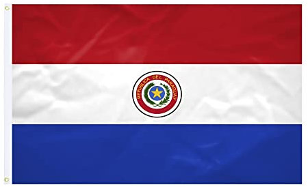 Bandera de Paraguay – 60 x 90 cm – Tejido reforzado – Costura duradera – Colores vivos – Bandera exterior interior – ojales integrados – Bandera nacional
