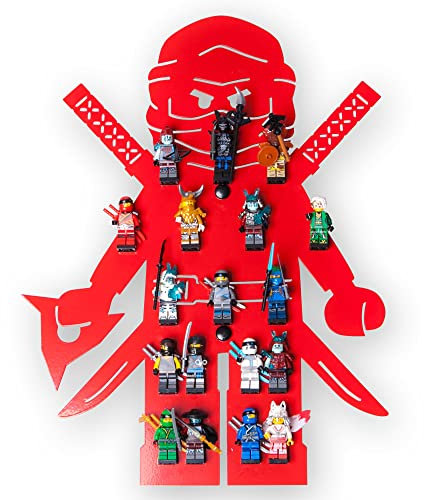 moin minis Kinderzimmerregal für 18 Minifiguren kompatibel mit Ninja Figuren Klemmbausteinen, Aufbewahrungsregal Schaukasten Regal Wandregal Ordnungssystem Sammelvitrine