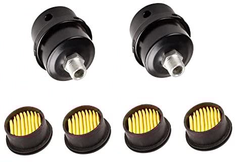 2Pcs 1/2NPT Air Compressor Filters,20mm Thread Air Compressor Silencers with 4Pcs Extra Air Compressor Replacement Filter Elements