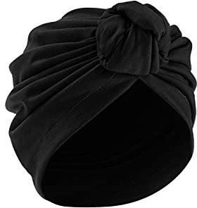 Damen Turban afrikanisches Muster Headwrap bunt Bedruckt vorgebunden Blumen Knoten Hut für Frauen Mädchen Schwarz