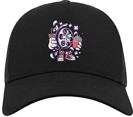 Movie Roll Popcorn Watch Movie and Chill Halbmaschige Trucker-Cap-Baseballmütze aus Baumwolle Schwarz