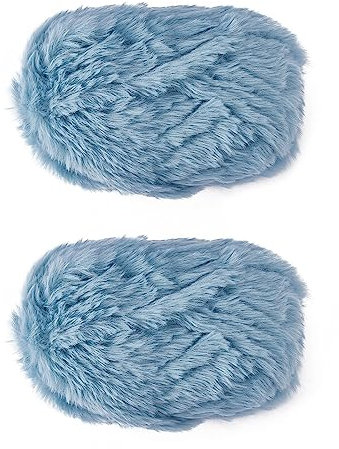 BEEFLYING 2 Tomes Moelleuse Fil de Fil à Tricoter Épais Fil de Laine de Vison Fil De Peluche Tricoté pour Tricoter Écharpe Manteau Gants Chapeau Vêtements Projets de Tricot (Bleu Ciel)