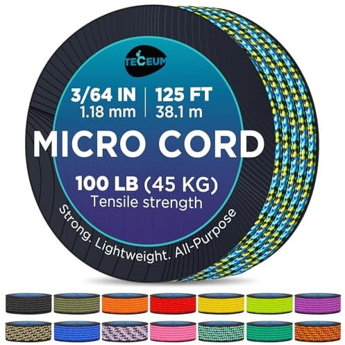 TECEUM Micro Paracord Rope – Thin Braided Cord for Crafting, DIY, Camping