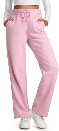 CRZ YOGA Felpa Foderata in Pile di Cotone Femminile Pantaloni Casual Peonia Rosa 44