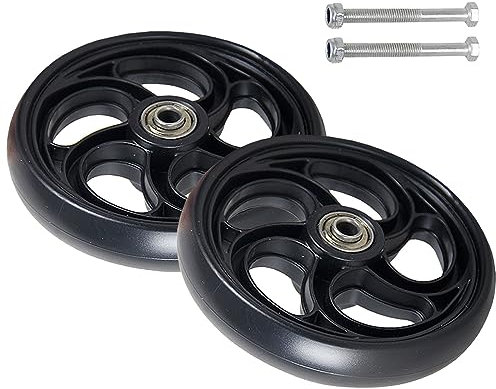 BEdaw 2 Stück Ersatzräder Schwarz, 5 Zoll, 6 Zoll, 8 Zoll Vollreifen, Rollstuhl-Vorderrolle, 8 Mm Lager, 120 Kg Tragkraft, Leicht Zu Scrollen, Ersatz-Rollator-Zubehör/Black/20Cm-8Inch