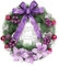 PAIKOE Christmas Wreaths for Front Door, 40 cm Christmas Door Wreath Winter Artificial Christmas Garland Decoration with Bow Flowers Ball for Indoor Outdoor Christmas Decoration (Purple)
