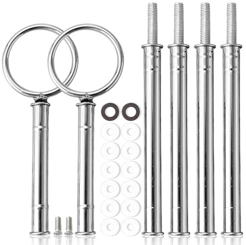 Misazy etageren stangen Set, Etagere stangen Set, 2 Sets Etagere Zubehör 2 bis 3 Etage für Hochzeitstorte Etagere Tortenständer Tortenhalter Torten mit Schrauben und Unterlegscheiben(Silber)