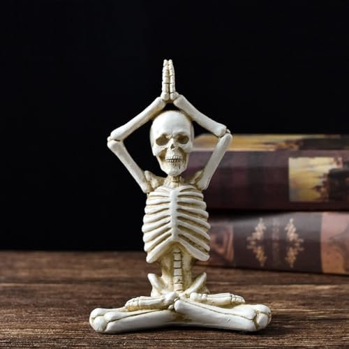 KARLOR Skelett Figur Tischdeko, Hände Zusammen Heben, Lustig Schrecklich Halloween Deko für Spukhaus-Requisiten, Party Dekorationen, Wohnzimmer (A)