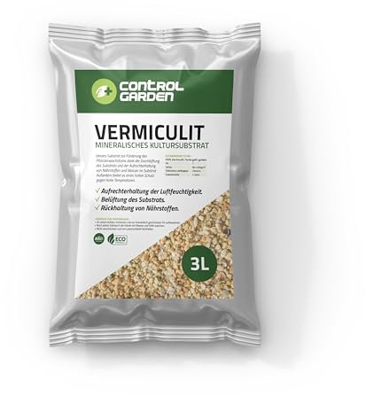 Control Garden Vermiculita 3L | Tierra para Plantas y Cultivos Interior y Exterior | Sustrato Natural para Semillas | Fabricado en España