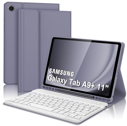 Keyboard Case for Samsung Galaxy Tab A9+ 11, Magnetically Detachable Wireless Bluetooth Keyboard with Protective Cover and Pen Holder for Samsung Galaxy Tab A9 Plus 11 inch 2023, Purple