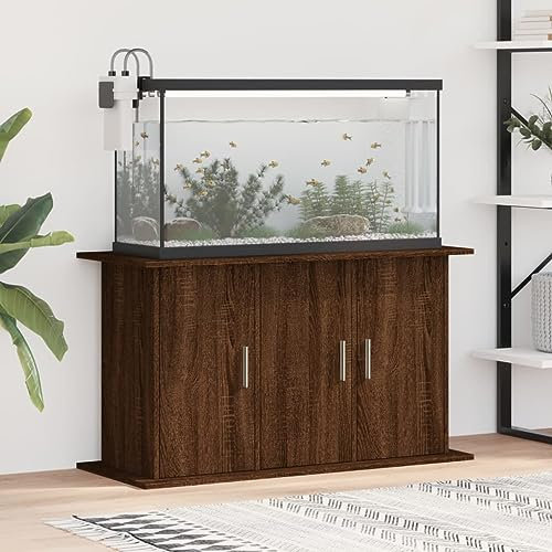 Homgoday Aquariumständer Aquarium Unterschrank Aquarium Tisch Aquarienschrank mit 6 Fächer Aquarienunterschrank Terrarium Schrank für Sicheren Stand Braun Eichen-Optik 101x41x58 cm