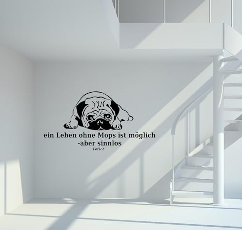 Wandtattoo Loriot´s Leben ohne Mops Größe M - ca. 60cm x 32cm