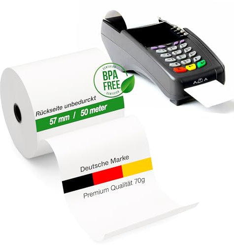 spar-home® 5x Kassenrollen 57mm x 50 meter - Thermorollen für Thermo Kasse Bondrucker Kasserollen Rollen Thermopapier Bonrollen für EPOS-Drucker Rechner Kassenbondrucker