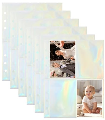 30 Pack 240 Taschen A5 Binder Taschen, Regenbogen Postkartenhüllen 4 Fächer Photocard Sleeves Wasserdichte Ordnertaschen Bindertaschen A5 Postkartenhüllen für Akten Rechnungen Karten Fotos