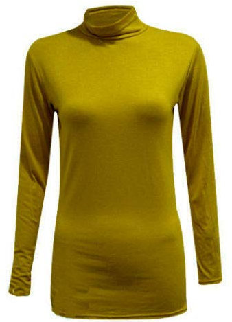 Shop Nova® Polo Neck Jumper Tops Long Sleeve Ladies Roll Turtle Neck Plain Knitted Pullover Sweatshirt for Women Stretch Lightweight Sweater Top UK Size 8 to 24 (Mustard, 16)