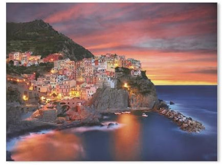 Puzzle 1000 Teile Erwachsene Kinde Spaß Lernspielzeug Geschenke，Cinque Terre, italienische Riviera, im Abendrot（38x26cm-102