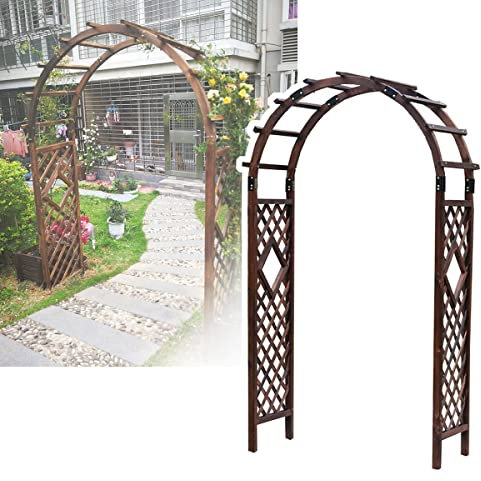 GLFNB Arche de Jardin en Bois, pergola Marron/Blanc, Treillis d'extérieur pour Plantes grimpantes, vignes, Assemblage Facile, Arches de Fleurs de Roses, tonnelles de Mariage pour fête Nuptiale (co