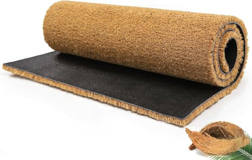 FB FunkyBuys Coir Door Mat - 100% Natural Non-Slip Doormat - Heavy Duty Dirt Trapper Floor Mat - Tough Bristle Coir Matting for Home, Office Entrance (Brown, 60cm x 90cm)