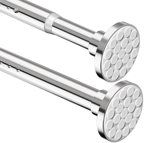 Teleskopstange 4m Extra Länge Gardinenstange ohne Bohren Duschstange Ausziehbar Teleskop Kleiderstange für Badezimmer,Schlafzimmer Silber(350-405CM Φ32mm)
