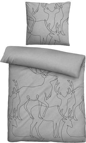 biberna Melange-Flanell Bettwäsche 0840517 Hirsch