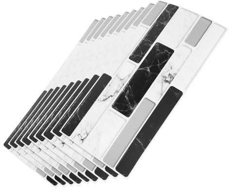 HOMSFOU 9pièces Stickers Muraux Imitation Marbre Lot De Autocollants Étanches Et Amovibles Pour Décoration De Cuisine Et Salle De Bain