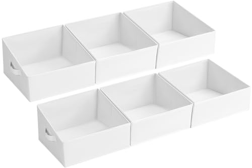 Wardrobe Storage Organiser Boxes, Closet & Shelf Cubes, Set of 6, White