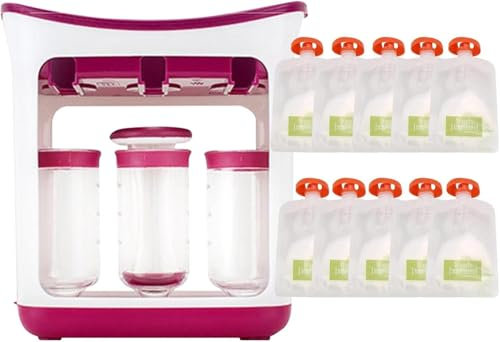 YANGC Squeeze Station Fabricant De Jus À Base, Station À Presser pour Bébé, Jus De Fruits Frais pour Bébé Fait Maison avec Sacs De,Gourde Compote reutilisable