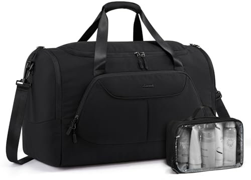 LOVEVOOK Sporttasche Damen Herren 57L Groß Reisetasche mit Schuhfach & Nassfach, Gym Bag Schwimmtasche SaunatascheTasche für Sport Fitness Training Reisen,Travel Duffle Weekender Bags, Schwarz
