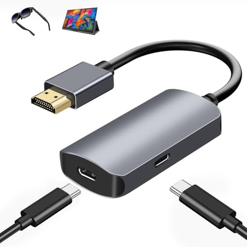 XinYaa HDMI to USB C Adapter, 4K@60Hz HDMI Male to USB-C Female Cable Adapter for Nrea-l Air, Roki-d Air, Thunderbird AR, switch, steam deck, GRA-WOOW,PS4, PS5, display,etc