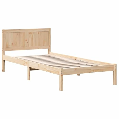 vidaXL Bettgestell Braun 90 x 190 cm Massivholz Kiefer, Holz-Bettgestell, Zeitgemäße Schlafzimmermöbel, Modernes Design, Rechteckig, Schlafutensilien für Komfort