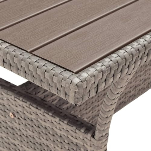 UJCHVHN Gartentisch, grau, 120 x 70 x 66 cm, Poly-Rattan, Outdoor-Tische