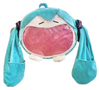Jiumaocleu Miku Rucksäcke Anime Ita Bag Big Mouth Schultaschen Rucksack für Mädchen Cartoon JK Cosplay Crossbody Umhängetasche für Miku Fans Anime Merch Geschenke, Miku 3, 46*32CM