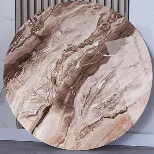 Dijateman 60-100cm Grande Plateau Rotatif Lazy Susan, Rond Plateau de Service Marbre, Plat de Service Table a Manger, Plateau Tournant Rotatif pour Servir et décorer(Brown,60cm)
