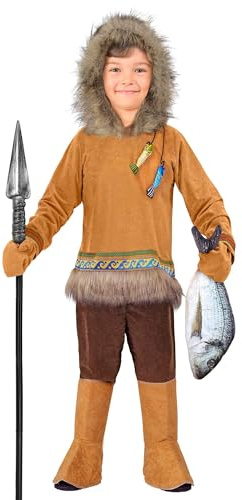 W WIDMANN MILANO Party Fashion - Inuit Kostüm Kinder, Oberteil mit Kapuze, Hose, Handschuhe & Stiefelüberzieher für Karneval