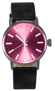 NEO watch Armbanduhr Damen Edelstahl Lederband Silber Pink N43-003