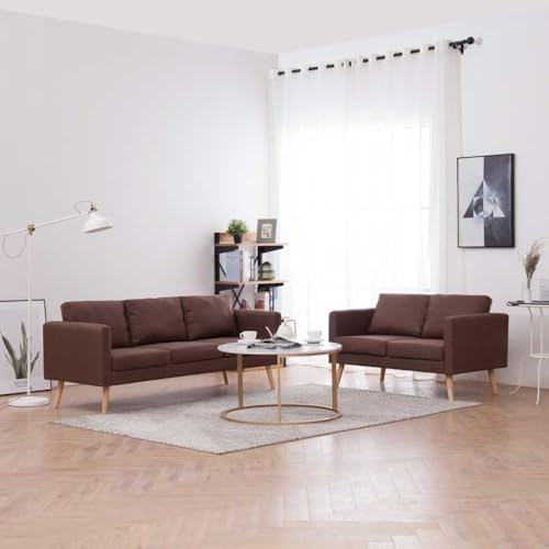 Mandloder 2-TLG. Sofagarnitur Stoff Braun, strapazierfähiges Polyester, Holzrahmen, 116/168 cm Breite, Bequeme Polsterung für Wohnzimmer, modern