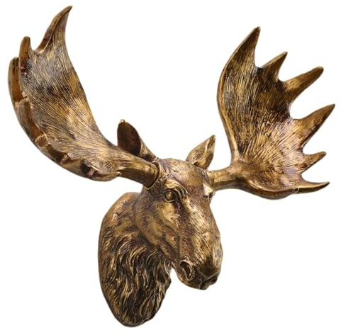 Colcolo Elchkopf-Wandskulptur aus Kunstharz, Wandfigur, Deko-Elemente, Einweihungsgeschenk, Bürodekoration, Tierfigur, Kupfer