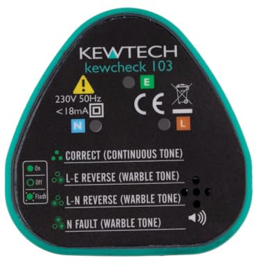 Kewtech Kewcheck 103 Socket Tester (2026 Model) – Advanced Wiring Fault Detection, Bright LED Indicators, UK 13A Plug, Professional Electrical Safety Checker