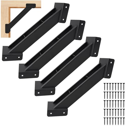 Guolich Lot de 4 supports d'angle à 45 degrés - Connecteur de poutre / connecteur de poteau / connecteur d'angle en bois - Support d'angle pour poutres en bois - Kit de support pour pergola / supports