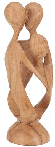 GURU SHOP Holzfigur, Statue, Deko Objekt Feng Shui 20 cm - Familie/Hellbraun, Dekoobjekte