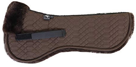 Engel Reitsport | SAKIS1-S-MOC-MOC | Sattelkissen mit echtem Merino Lammfell | Fellrand vorne | Steppstoff Mocca Fell Mocca | Grösse S